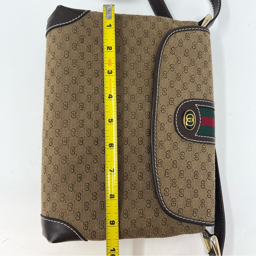 Vintage Gucci Tan and Brown Shoulder Bag GG Logo Canvas Signature Web Stripe - Picture 9 of 12